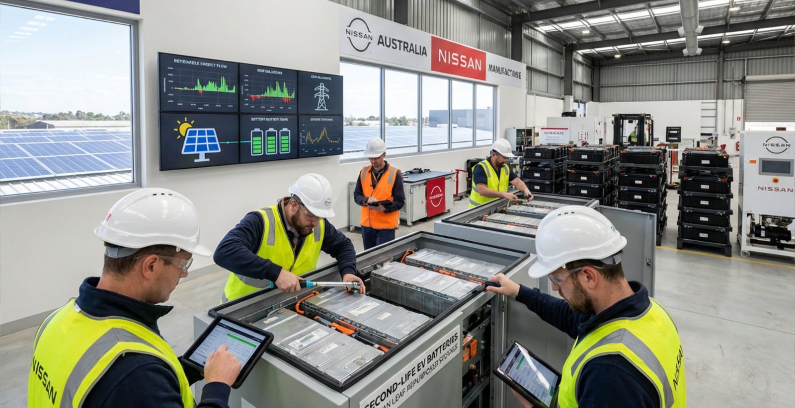 Nissan Powers Production with Second-Life EV Batteries at Melbourne Facility